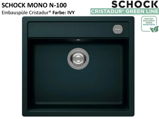 SCHOCK K�chensp�le Mono N-100 Cristadur� Nano-Granitsp�le / Einbausp�le Green Line mit Drehexcenter