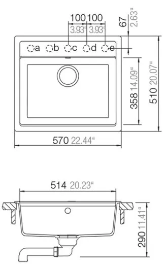 SCHOCK K�chensp�le Mono N-100 Cristadur� Nano-Granitsp�le / Einbausp�le Green Line mit Drehexcenter