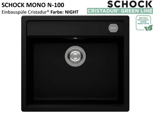 SCHOCK K�chensp�le Mono N-100 Cristadur� Nano-Granitsp�le / Einbausp�le Green Line mit Drehexcenter