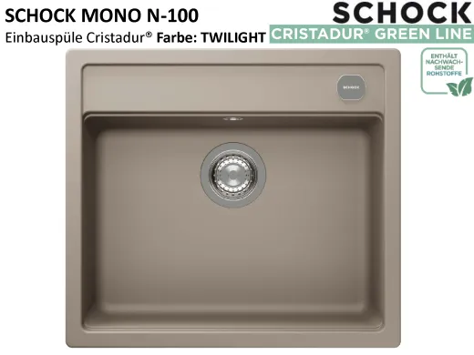 SCHOCK K�chensp�le Mono N-100 Cristadur� Nano-Granitsp�le / Einbausp�le Green Line mit Drehexcenter