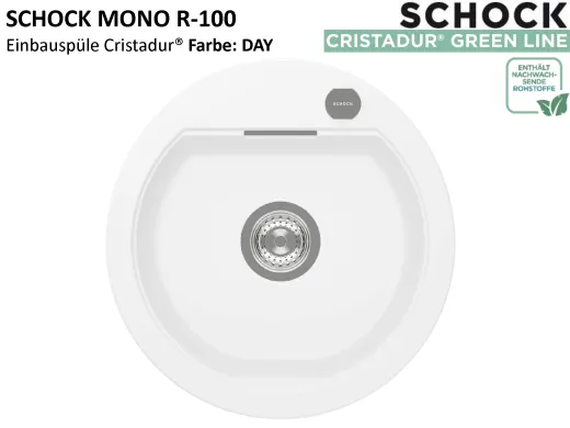 SCHOCK K�chensp�le Mono R-100 Cristadur� Nano-Granitsp�le / Runde Sp�le Green Line mit Drehexcenter