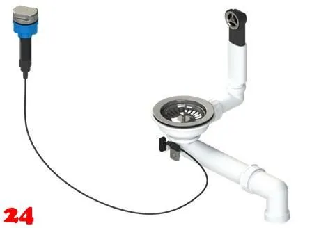 SCHOCK Ablaufgarnitur 1x 3,5" mit Ablauffernbedienung 1x 3,5" Siebkorb-Excenterventil 1x �berlauf rund Ablaufgarnitur Komplett (629871)