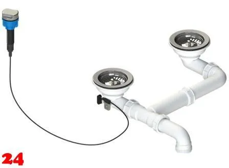 SCHOCK Ablaufgarnitur 2x 3,5" mit Ablauffernbedienung 1x 3,5" Siebkorb-Excenterventil 1x 3,5" Siebkorb-Stopfenventil ohne �berlauf Ablaufgarnitur Komplett (629877)