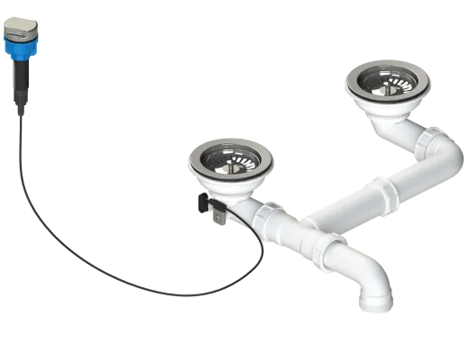 SCHOCK Ablaufgarnitur 2x 3,5" mit Ablauffernbedienung 1x 3,5" Siebkorb-Excenterventil 1x 3,5" Siebkorb-Stopfenventil ohne �berlauf Ablaufgarnitur Komplett (629877)