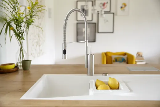 SCHOCK Kchensple Waterfall D-150 Cristadur Nano-Granitsple / Einbausple mit Drehknopfventil