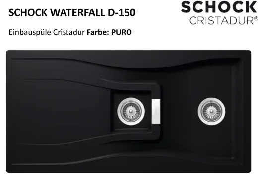 SCHOCK Kchensple Waterfall D-150 Cristadur Nano-Granitsple / Einbausple mit Drehknopfventil