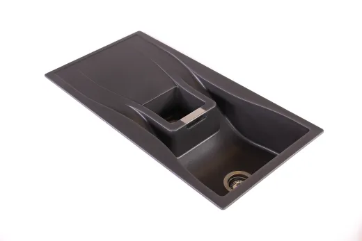 SCHOCK Kchensple Waterfall D-150 Cristadur Nano-Granitsple / Einbausple mit Drehknopfventil