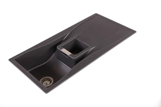 SCHOCK Kchensple Waterfall D-150 Cristadur Nano-Granitsple / Einbausple mit Drehknopfventil