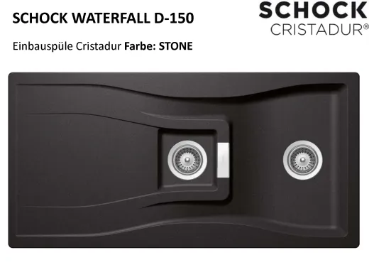 SCHOCK Kchensple Waterfall D-150 Cristadur Nano-Granitsple / Einbausple mit Drehknopfventil