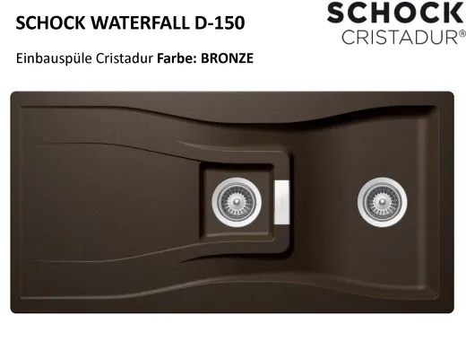 SCHOCK Kchensple Waterfall D-150 Cristadur Nano-Granitsple / Einbausple mit Drehknopfventil