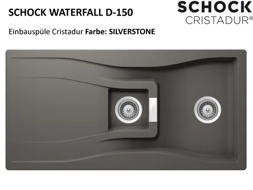 SCHOCK Kchensple Waterfall D-150 Cristadur Nano-Granitsple / Einbausple mit Drehknopfventil