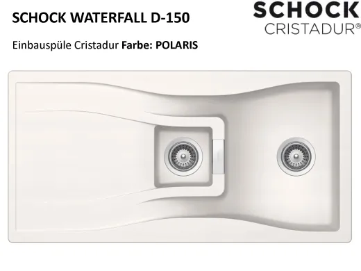 SCHOCK Kchensple Waterfall D-150 Cristadur Nano-Granitsple / Einbausple mit Drehknopfventil