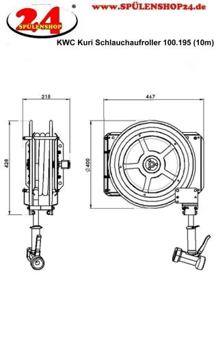 KWC KURI Schlauchaufroller automatisch Edelstahl Molkereidampfschlauch 10 Meter (100.195)