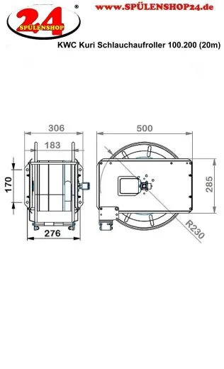 KWC KURI Schlauchaufroller automatisch Edelstahl Molkereidampfschlauch 20 Meter (100.200)