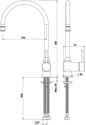 KWC KURI Basic 119.55.Z.001.C Einhebelmischer Chrom mit Festauslauf f�r das Objekt Niederdruck (119.55Z001C)