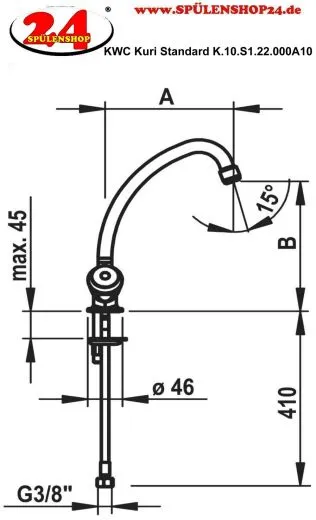 KWC KURI Standard K.10.S1.22.000A10 Zweigriffmischer Chrom mit Festauslauf f�r das Objekt (K.10.S1.22.000A10)
