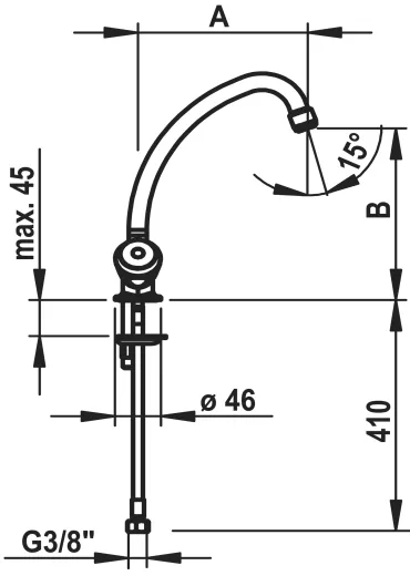 KWC KURI Standard 115.164.SL.17.C Zweigriffmischer Chrom mit Festauslauf f�r das Objekt Niederdruck (115.164SL17C)