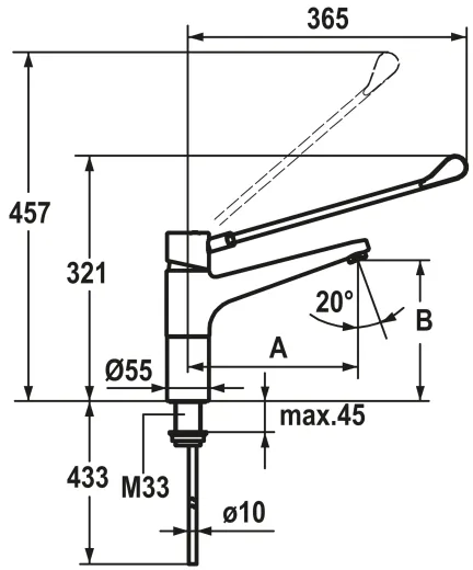 KWC Gastro CR 24.501.102.000LL-A150 Einhebelmischer Gewerbearmatur Hebel lang f�r die Profik�che (123980)