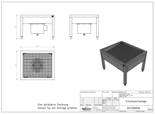 DREILICH Schuh-/ Stiefelreinigungsanlage 424SRA-700 bodenstehend mit Schlammfangbeh�lter 1 Reinigungsplatz (3507280006)