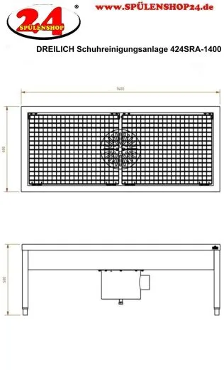 DREILICH Schuh-/ Stiefelreinigungsanlage 424SRA-1400 bodenstehend mit Schlammfangbeh�lter 2 Reinigungspl�tze (3507280007)