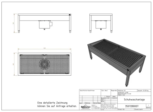 DREILICH Schuh-/ Stiefelreinigungsanlage 424SRA-1400 bodenstehend mit Schlammfangbeh�lter 2 Reinigungspl�tze (3507280007)