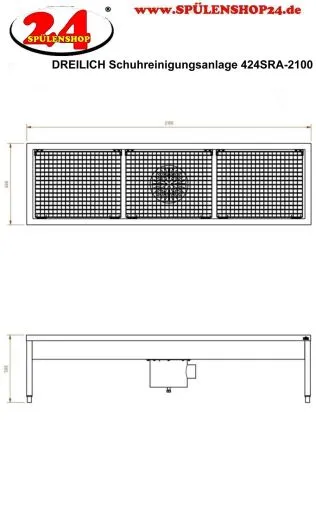 DREILICH Schuh-/ Stiefelreinigungsanlage 424SRA-2100 bodenstehend mit Schlammfangbeh�lter 3 Reinigungspl�tze (3507280008)