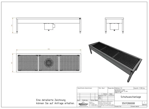 DREILICH Schuh-/ Stiefelreinigungsanlage 424SRA-2100 bodenstehend mit Schlammfangbeh�lter 3 Reinigungspl�tze (3507280008)