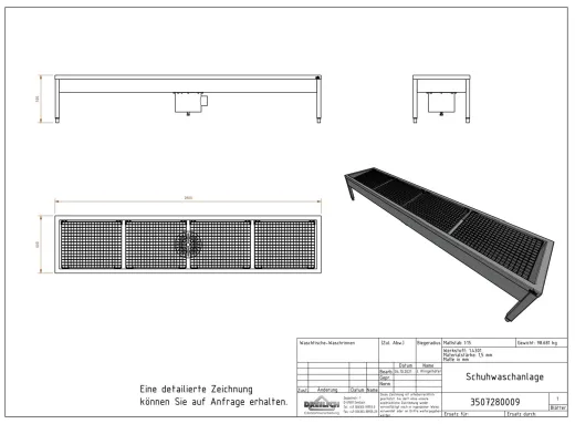 DREILICH Schuh-/ Stiefelreinigungsanlage 424SRA-2800 bodenstehend mit Schlammfangbeh�lter 4 Reinigungspl�tze (3507280009)