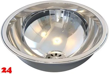DREILICH Einbau-Waschbecken Pluto 340P-O� Rundbecken Edelstahl poliert ohne �berlauf (3502180007)