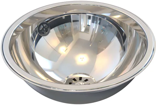 DREILICH Einbau-Waschbecken Pluto 340P-M� Rundbecken Edelstahl poliert �berlauf rund (3502180203)