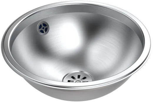 DREILICH Einbau-Waschbecken Pluto 340M-M� Rundbecken Edelstahl matt geb�rstet �berlauf rund (3502180204)