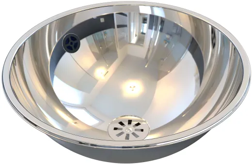 DREILICH Einbau-Waschbecken Pluto 390P-M� Rundbecken Edelstahl poliert �berlauf rund (3502180035)