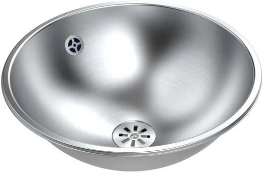 DREILICH Einbau-Waschbecken Pluto 390M-M� Rundbecken Edelstahl matt geb�rstet �berlauf rund (3502180033)