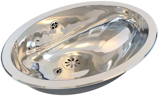 DREILICH Einbau-Waschbecken Jupiter 510P-M� ovales Becken Edelstahl poliert �berlauf rund (3502180206)