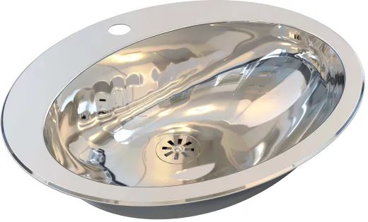 DREILICH Einbau-Waschbecken Jupiter 530P-O� ovales Becken Edelstahl poliert ohne �berlauf mit Hahnlochbank (3502180023)