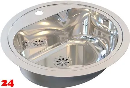 DREILICH Einbau-Waschbecken Uranus 500P-O� rundes Becken Edelstahl poliert ohne �berlauf mit Hahnlochbank (3502180049)