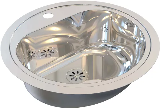 DREILICH Einbau-Waschbecken Uranus 500P-O� rundes Becken Edelstahl poliert ohne �berlauf mit Hahnlochbank (3502180049)