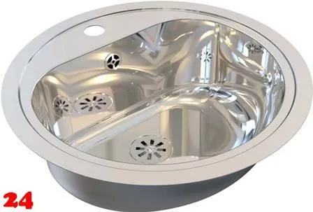 DREILICH Einbau-Waschbecken Uranus 500P-M� rundes Becken Edelstahl poliert �berlauf rund mit Hahnlochbank (3502180207)