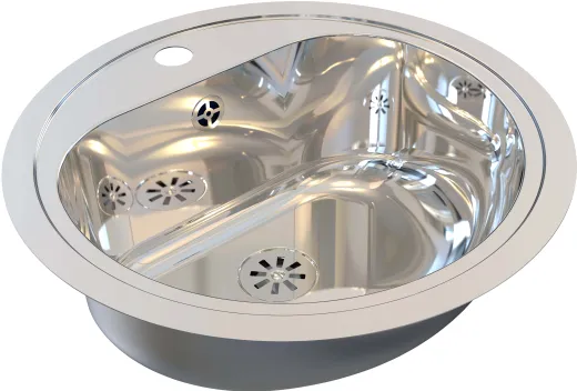DREILICH Einbau-Waschbecken Uranus 500P-M� rundes Becken Edelstahl poliert �berlauf rund mit Hahnlochbank (3502180207)