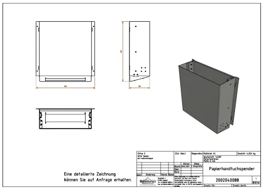 DREILICH Sirius II Papierhandtuchspender 9120303F hinter Spiegel montiert verschlossen mit verdecktem Federschn�pper (2002040088)
