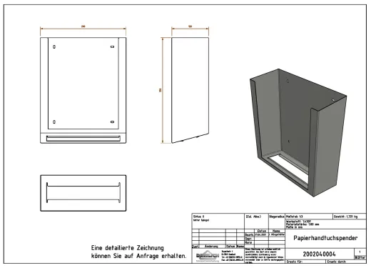 DREILICH Sirius II Papierhandtuchspender 9120302 f�r Schrankeinbau oder hinter aufklappbarem Spiegel (2002040004)