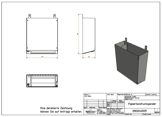 DREILICH Sirius II Papierhandtuchspender 9120304 hinter Spiegel montiert mit flachem Zylinderschloss (2002040029)