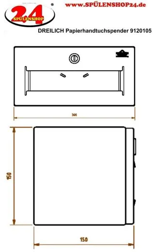 DREILICH Sirius II Papierhandtuchspender 9120105 f�r die verdeckte Untertischmontage mit Zylinderschloss (2002040014)