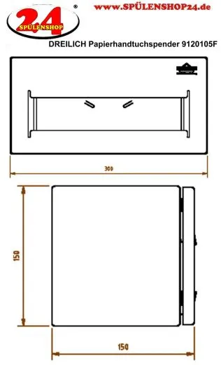DREILICH Sirius II Papierhandtuchspender 9120105F f�r die verdeckte Untertischmontage mit Federschn�pper (2002040079)