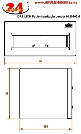 DREILICH Sirius II Papierhandtuchspender 9120105M f�r die verdeckte Untertischmontage mit verdecktem Magnetschloss (2002040015)