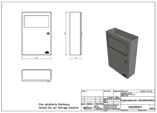 DREILICH Sirius II Hygiene-Abfallbeh�lter 9110105 zur Aufputz- oder Unterputzmontage mit Schwingklappe Fassungsverm�gen ca. 5,5 Liter (2002080027)