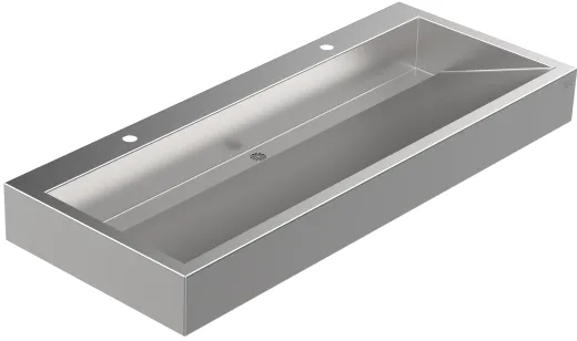 DREILICH Waschrinne 510HB-1400 mit Sch�rze und Hahnlochbank wandh�ngend geschwei�te Konstruktion L�nge 1400mm (3502180182)