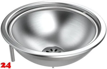 DREILICH Spuckbecken mit Sp�lring SA98O Rundbecken Edelstahl matt geb�rstet ohne �berlauf (3504180040)