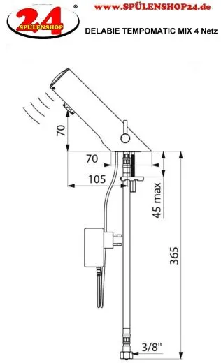DELABIE Aquarotter TEMPOMATIC MIX 4 Elektronik-Standbatterie f�r Waschanlagen, opto-elektronisch gesteuert mit Steckernetzteil (490101)