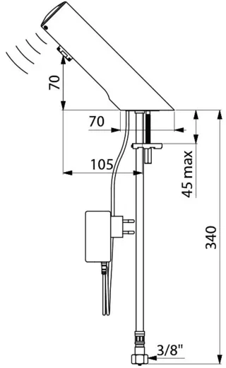 DELABIE Aquarotter TEMPOMATIC 4 Elektronik-Standventil f�r Waschanlagen, opto-elektronisch gesteuert mit Steckernetzteil (440101)